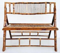 Vintage Coastal Chic Rattan Reed Folding Bench Rich Patina Well constructed - 3918726