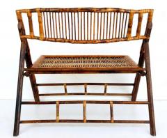 Vintage Coastal Chic Rattan Reed Folding Bench Rich Patina Well constructed - 3918731