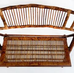 Vintage Coastal Chic Rattan Reed Folding Bench Rich Patina Well constructed - 3918788