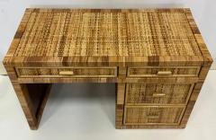 Vintage Coastal Woven Split Rattan Kneehole Desk with Four Drawers - 3613670