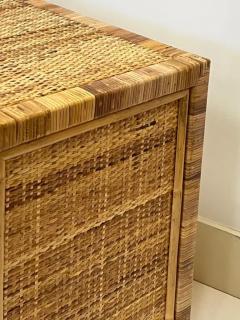 Vintage Coastal Woven Split Rattan Kneehole Desk with Four Drawers - 3613681