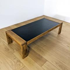 Vintage Coffee Table solid oak and slate top 1960 - 2093129