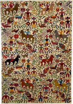 Vintage Colorful Neu Meister Artisan Tapestry Wall Art Folk Art Rug Ecuador - 2962636