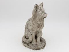 Vintage Composite Stone Cat Garden Statue French 1970s - 4597900