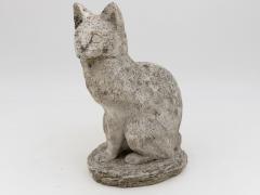 Vintage Composite Stone Cat Garden Statue French 1970s - 4597901