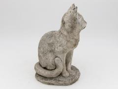 Vintage Composite Stone Cat Garden Statue French 1970s - 4597902