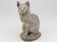 Vintage Composite Stone Cat Garden Statue French 1970s - 4598162