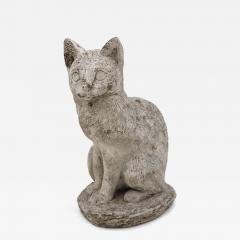 Vintage Composite Stone Cat Garden Statue French 1970s - 4598163