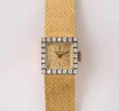 Vintage Corum 18K White Gold Diamond Watch with Woven Gold Bracelet - 4270355