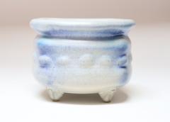 Vintage Cream and Blue Matte Glaze Studio Ceramic Planter by Deanna Nichols - 4453157