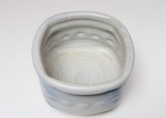 Vintage Cream and Blue Matte Glaze Studio Ceramic Planter by Deanna Nichols - 4453159