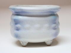 Vintage Cream and Blue Matte Glaze Studio Ceramic Planter by Deanna Nichols - 4453160