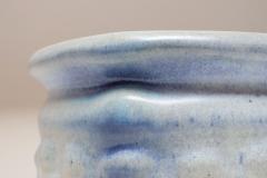 Vintage Cream and Blue Matte Glaze Studio Ceramic Planter by Deanna Nichols - 4453163