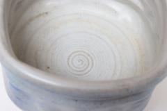 Vintage Cream and Blue Matte Glaze Studio Ceramic Planter by Deanna Nichols - 4453165