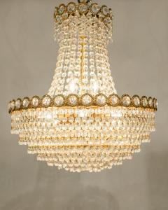 Vintage Crystal Bell Shape Brass Framed Chandelier - 717112