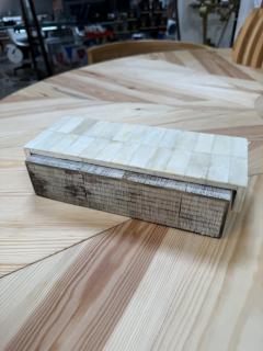 Vintage Decorative Box with Mother of Pearl Mosaic Lid - 4779417