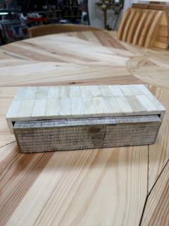 Vintage Decorative Box with Mother of Pearl Mosaic Lid - 4779418