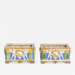 Vintage Della Robbia Planters Italy Circa 20th Century A Pair - 1462832