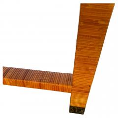 Vintage Demilune Laminate Top Rattan and Brass Console Table - 4481647