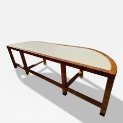 Vintage Demilune Laminate Top Rattan and Brass Console Table - 4483740