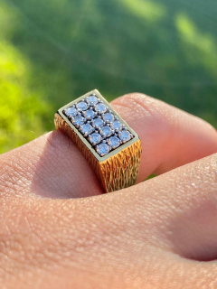 Vintage Diamond Cluster and Gold Mens Pinky Ring - 3634911