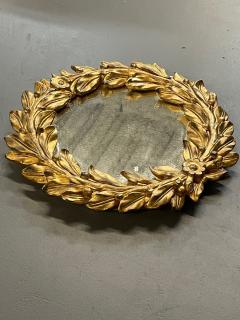 Vintage Diminutive Mario Buatta Designer Giltwood Carved Wall Mirror Leaf - 2692027
