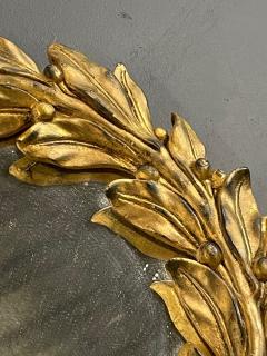 Vintage Diminutive Mario Buatta Designer Giltwood Carved Wall Mirror Leaf - 2692031