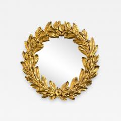 Vintage Diminutive Mario Buatta Designer Giltwood Carved Wall Mirror Leaf - 2693689