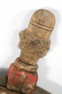 Vintage Distressed Brown and Red Painted Ships Wheel - 4670260