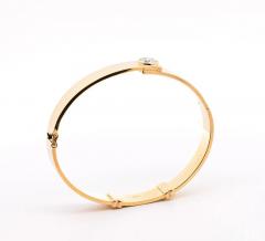 Vintage EGL Certified 2 01ct Brilliant Cut Diamond Bezel 18K Yellow Gold Bangle - 3791374