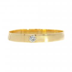 Vintage EGL Certified 2 01ct Brilliant Cut Diamond Bezel 18K Yellow Gold Bangle - 3794436