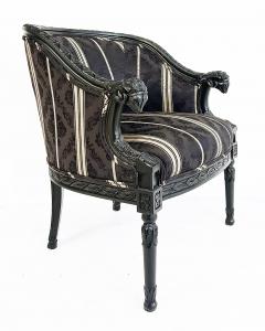 Vintage Ebonized Carved Rams Head Berg re Chairs Pair - 4663580