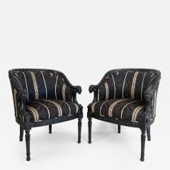 Vintage Ebonized Carved Rams Head Berg re Chairs Pair - 4679964