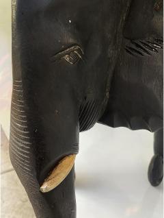 Vintage Ebonized Wooden Carved African Elephant Table - 4286093