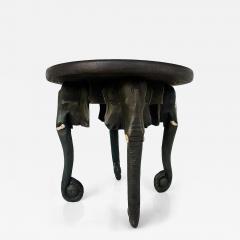 Vintage Ebonized Wooden Carved African Elephant Table - 4287962