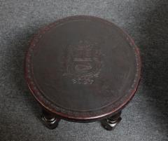 Vintage Embossed Leather Peruvian Coat of Arms Coffee Table and Nesting Stools - 2834830