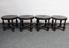Vintage Embossed Leather Peruvian Coat of Arms Coffee Table and Nesting Stools - 2834832