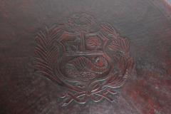 Vintage Embossed Leather Peruvian Coat of Arms Coffee Table and Nesting Stools - 2834839