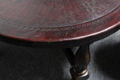 Vintage Embossed Leather Peruvian Coat of Arms Coffee Table and Nesting Stools - 2834840