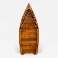 Vintage English Boat Form Etagere Bookshelf Bookcase - 4796464