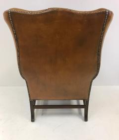 Vintage English Leather Tufted Wingback Library Chair - 423451