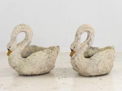 Vintage English Painted Swan Planters Pair - 3120564