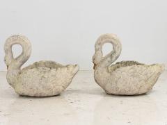 Vintage English Painted Swan Planters Pair - 3120567