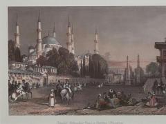 Vintage Engraving of the Blue Mosque Circa 20th Century - 1401207