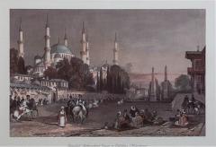 Vintage Engraving of the Blue Mosque Circa 20th Century - 1401355