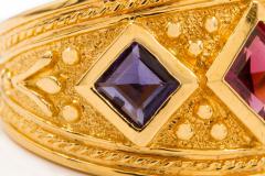 Vintage Etruscan Revival Style 14k Yellow Gold and Gemstone Ring Size 8 - 4504895