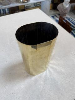 Vintage Faceted Brass Vase Mid Century Modern Geometric Vessel - 4556618