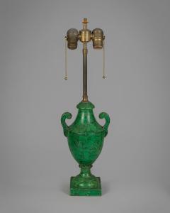 Vintage Faux Malachite Painted Lamp - 3940267