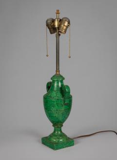 Vintage Faux Malachite Painted Lamp - 3940273