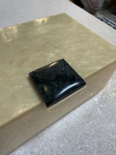 Vintage Faux Marble Lucite Trinket Box with Decorative Stone Accent - 4555555